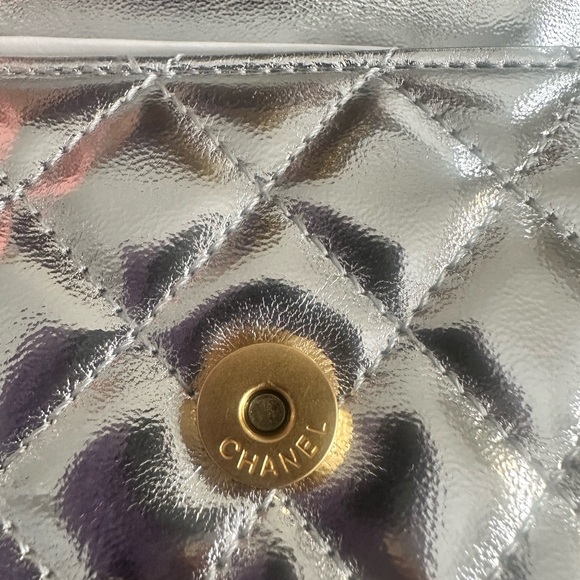 Chanel Silver and Gold Quilted Crossbody Bag - Picture 5 of 8